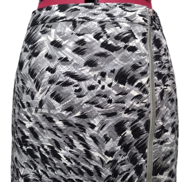 Talbots Side Double Zip Painted Black Gray White Pencil Skirt Size 4 - Picture 4 of 13